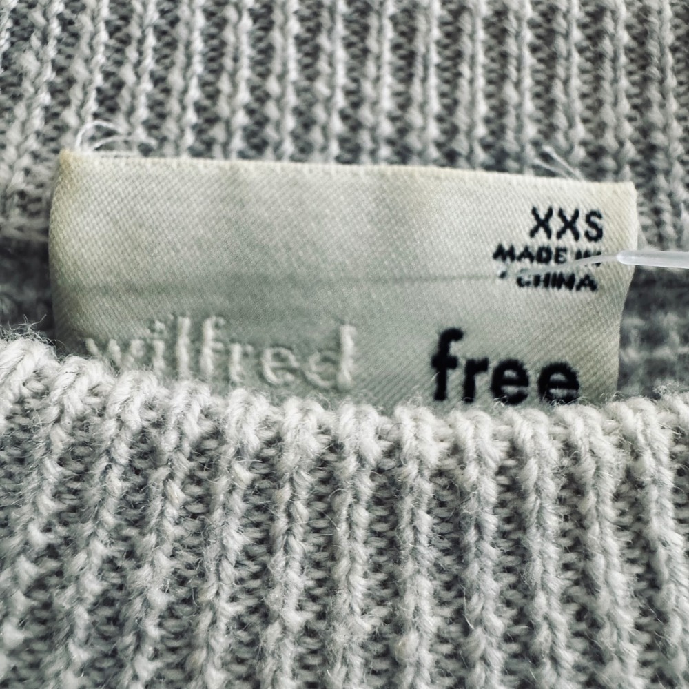 Wilfred Free Aritzia Gaze Sweater XXS Grey Ribbed Knit Cropped Dolman Sleeve - Picture 8 of 10